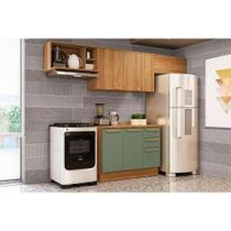 Kit de Cozinha Completa 5 Peças Botanic (3Aéreos+1Balcão+1Complemento) M662 Nogueira/Verde Oliva - Kappesberg Kit de Cozinha Completa 5 Peças Botanic (3Aéreos+1Balcão+1Complemento) M662 Nogueira/Verde Oliva - Kappesberg