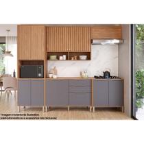 Kit de Cozinha Completa 5 Peças Divina (2Aéreos+2Balcões+1Paneleiro) CZ002 Freijo/Titanium - MGM