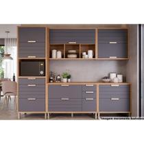 Kit de Cozinha Completa 5 Peças Eloise (2Aéreos+2Balcões+1Paneleiro) CZ024 Freijo/Titanium - MGM