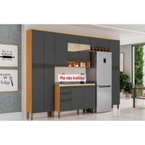 Kit de Cozinha Completa 5 Peças Nápoli Prime (2Aéreos+1Balcão+2Paneleiros) C5P96 Amendoa/Grafite - Ronipa