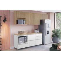 Kit de Cozinha Completa 5 Peças Rainha (3Aéreos+2Balcões) C5P112 Nature/Branco - Nesher Kit de Cozinha Completa 5 Peças Rainha (3Aéreos+2Balcões) C5P112 Nature/Branco - Nesher