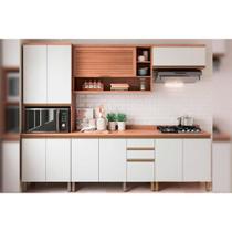Kit de Cozinha Completa 5 Peças Thela Macadâmia (2Aéreos+2Balcões+1Paneleiro) CZC24 Freijo/Branco - Telasul