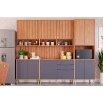 Kit de Cozinha Completa 7 Peças (2Aéreos+2Balcões+1Paneleiro+2Complementos) CZ011 Freijo/Titanium - MGM Kit de Cozinha Completa 7 Peças (2Aéreos+2Balcões+1Paneleiro+2Complementos) CZ011 Freijo/Titanium - MGM