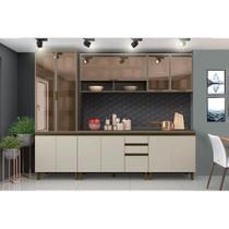 Kit de Cozinha Completa 7 Peças Connect (2 Armários + 2 Balcões + 1 Paneleiro + 2 Complementos) C7P03 Duna/Cristal - Henn