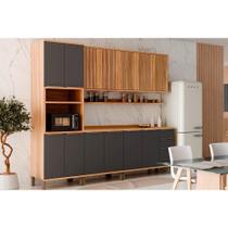 Kit de Cozinha Completa 7 Peças Sauvignon (2Aéreos+2Balcões+1TorreQuente+2Complementos) C7P93 Amendoa/Grafite - Ronipa Kit de Cozinha Completa 7 Peças Sauvignon (2Aéreos+2Balcões+1TorreQuente+2Complementos) C7P93 Amendoa/Grafite - Ronipa