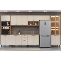 Kit de Cozinha Completa 7 Peças Selene (3Aéreos+2Balcões+1Paneleiro+1TorreQuente) CP12 Jequitiba/Off White Fosco - Linea Brasil Kit de Cozinha Completa 7 Peças Selene (3Aéreos+2Balcões+1Paneleiro+1TorreQuente) CP12 Jequitiba/Off White Fosco - Linea Brasil