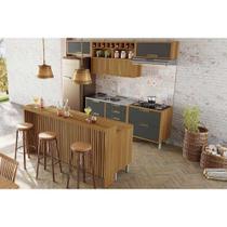 Kit de Cozinha Completa 8 Peças Imperatriz (3Aéreos+4Balcões+1Ilha) C8P53 Freijo/Grafite - Nesher Kit de Cozinha Completa 8 Peças Imperatriz (3Aéreos+4Balcões+1Ilha) C8P53 Freijo/Grafite - Nesher