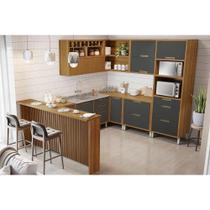 Kit de Cozinha Completa 9 Peças Imperatriz (3Aéreos+4Balcões+1TorreQuente+1Ilha) C9P62 Freijo/Grafite - Nesher Kit de Cozinha Completa 9 Peças Imperatriz (3Aéreos+4Balcões+1TorreQuente+1Ilha) C9P62 Freijo/Grafite - Nesher