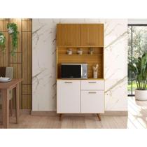Kit de Cozinha Izis 4 PT 1 GV Off White e Freijó Ripado - Modern