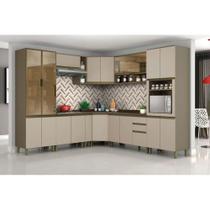 Kit de Cozinha Modulada 14 Peças Connect 1 (4 Armários + 4 Balcões + 2 Paneleiros + 4 Complementos) C14P05 Duna/Cristal