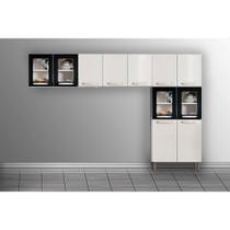 Kit de Cozinha Modulada 3 Peças Evidence (2 Armários + 1 Paneleiro) CPT56 Branco/Preto - Bertolini Kit de Cozinha Modulada 3 Peças Evidence (2 Armários + 1 Paneleiro) CPT56 Branco/Preto - Bertolini