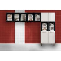 Kit de Cozinha Modulada 3 Peças Evidence (2 Armários + 1 Paneleiro) CPT61 Branco/Preto - Bertolini