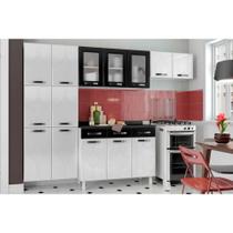 Kit de Cozinha Modulada 3 Peças Rubi (2 Armários + 1 Paneleiro) CPT111 Branco/Preto - Telasul