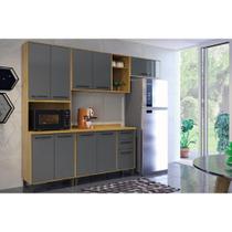 Kit de Cozinha Modulada 4 Peças Áustria (1 Paneleiro + 2 Armários + 1 Balcão) C4P142 Cinamomo/Grafite - Valdemóveis