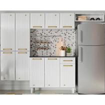 Kit de Cozinha Modulada 4 Peças Diamante Smart (2 Armários + 1 Balcão + 1 Paneleiro) Branco - Telasul