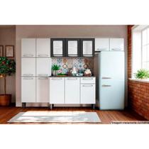 Kit de Cozinha Modulada 4 Peças Evidence (2 Armários + 1 Balcão + 1 Paneleiro) C4P39 Branco/Preto - Bertolini