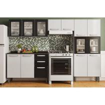 Kit de Cozinha Modulada 4 Peças Evidence (2 Armários + 1 Balcão + 1 Paneleiro) C4P55 Branco/Preto - Bertolini