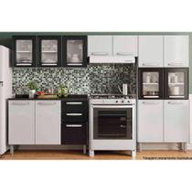 Kit de Cozinha Modulada 4 Peças Evidence (2 Armários + 1 Balcão + 1 Paneleiro) C4P56 Branco/Preto - Bertolini