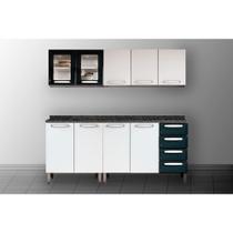 Kit de Cozinha Modulada 4 Peças Evidence (2 Armários + 2 Balcões) C4P51 Branco/Preto - Bertolini Kit de Cozinha Modulada 4 Peças Evidence (2 Armários + 2 Balcões) C4P51 Branco/Preto - Bertolini