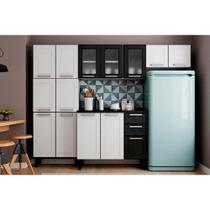 Kit de Cozinha Modulada 4 Peças Múltipla (2 Armários + 1 Balcão + 1 Paneleiro) C4P73 Branco/Preto - Bertolini Kit de Cozinha Modulada 4 Peças Múltipla (2 Armários + 1 Balcão + 1 Paneleiro) C4P73 Branco/Preto - Bertolini