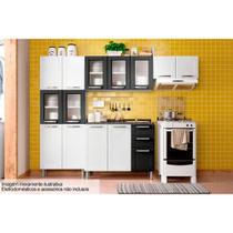 Kit de Cozinha Modulada 4 Peças Múltipla (2 Armários + 1 Balcão + 1 Paneleiro) C4P75 Branco/Preto - Bertolini