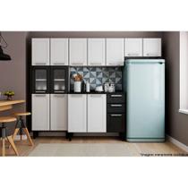 Kit de Cozinha Modulada 4 Peças Múltipla (2 Armários + 1 Balcão + 1 Paneleiro) C4P84 Branco/Preto - Bertolini Kit de Cozinha Modulada 4 Peças Múltipla (2 Armários + 1 Balcão + 1 Paneleiro) C4P84 Branco/Preto - Bertolini