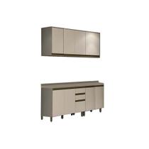 Kit de Cozinha Modulada 6 Peças Connect (2 Armários + 2 Balcões + 2 Complementos) C6P07 Duna/Cristal - Henn