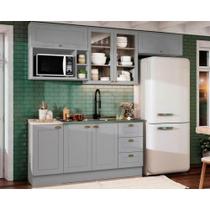 Kit de Cozinha Modulada 7 Peças Americana (3 Aéreos. 2 Balcões, 1 Nicho, 1 Complemento) Cinza - Henn Kit de Cozinha Modulada 7 Peças Americana (3 Aéreos. 2 Balcões, 1 Nicho, 1 Complemento) Cinza - Henn