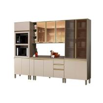 Kit de Cozinha Modulada 8 Peças Connect (1 Armário + 2 Balcões + 2 Paneleiros + 3 Complementos) C8P05 Duna/Cristal - Henn