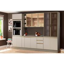 Kit de Cozinha Modulada 8 Peças Connect (1 Armário + 2 Balcões + 2 Paneleiros + 3 Complementos) C8P06 Duna/Cristal - Henn