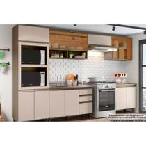 Kit de Cozinha Modulada 8 Peças Connect (3 Armários + 2 Balcões + 1 Paneleiro + 2 Complementos) C8P04 Duna/Cristal - Henn