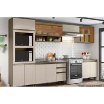 Kit de Cozinha Modulada 8 Peças Connect (3 Armários + 2 Balcões + 1 Paneleiro + 2 Complementos) C8P13 Duna/Cristal - Henn