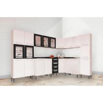 Kit de Cozinha Modulada 8 Peças Evidence (3 Armários + 3 Balcões + 2 Paneleiros) C8P23 Branco/Preto - Bertolini Kit de Cozinha Modulada 8 Peças Evidence (3 Armários + 3 Balcões + 2 Paneleiros) C8P23 Branco/Preto - Bertolini