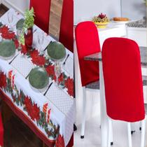 Kit De Cozinha Natal Toalha de Mesa + Encosto Para Cadeira Redonda 8 Lugares Kit De Cozinha Natal Toalha de Mesa + Encosto Para Cadeira Redonda 8 Lugares