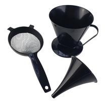 Kit de Cozinha Peneira, Funil e Filtro de Café em Preto 3 Peças