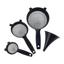 Kit de Cozinha Peneiras e Funil Preto 4 Peças Kit de Cozinha Peneiras e Funil Preto 4 Peças
