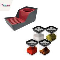 Kit de Cozinha Porta Detergente + Organizador de Temperos Organização para Pia e Armário Prático