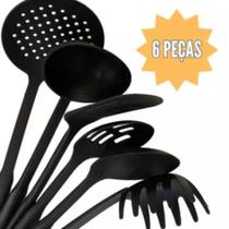 Kit de Cozinha Premium Conjunto 6 Peças Silicone Utensílios Resistentes Espátula Concha Colheres