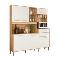 Kit de Cozinha Salsa - 6 Portas 2 Gavetas Freijó / White Cristal - Nicioli