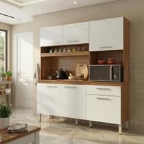 Kit de Cozinha Texas 6 Portas 1 Gaveta Amêndola e Branco Kit de Cozinha Texas 6 Portas 1 Gaveta Amêndola e Branco