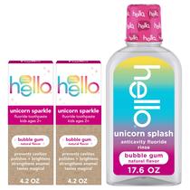 Kit de Creme Dental e Enxaguante Bucal Hello Kids com Flúor 532 ml