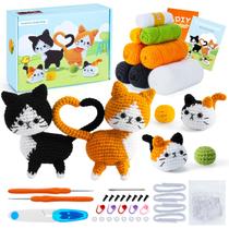 Kit de crochê Auspicious Beginning Cat para iniciantes com tutoriais Kit de crochê Auspicious Beginning Cat para iniciantes com tutoriais