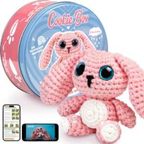 Kit de crochê Cookie Box Bunny Lola com tutorial ponto a ponto