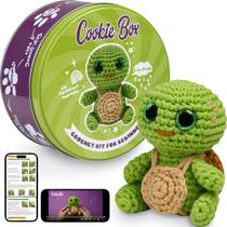 Kit de crochê Cookie Box Turtle Hugo com fios para iniciantes