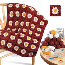 Kit de crochê Coopay Beginners para cobertor com fio e instruções