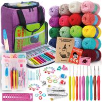 Kit de crochê Craftwiz Ultimate Beginner com 20 novelos de fios e 9 ganchos