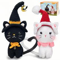 Kit de crochê CROCHET Halloween Cat para iniciantes com vídeo