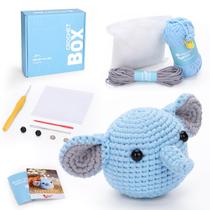 Kit de crochê CrochetBox Elephant com fio e guia de vídeo