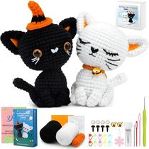 Kit De Crochê DIY Para Boneca De Gato Com Fio De Algodão, Agulhas De Crochê E Acessórios Para