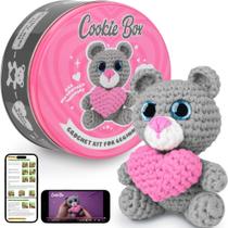 Kit de crochê e caixa de biscoitos para iniciantes - Animais de pelúcia Amigurumi